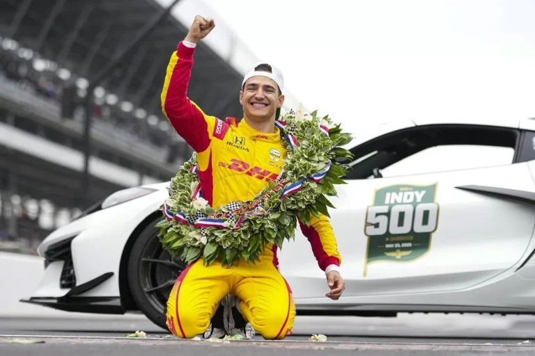 Alex Palou Indianapolis 500 victory celebration