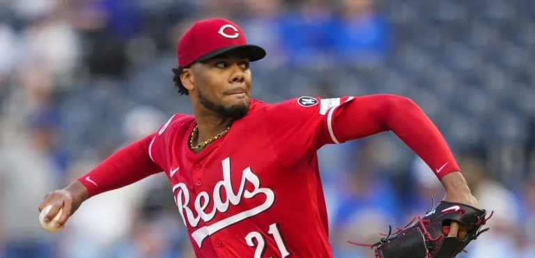 Hunter Greene batting practice with McLaren CEO Zak Brown