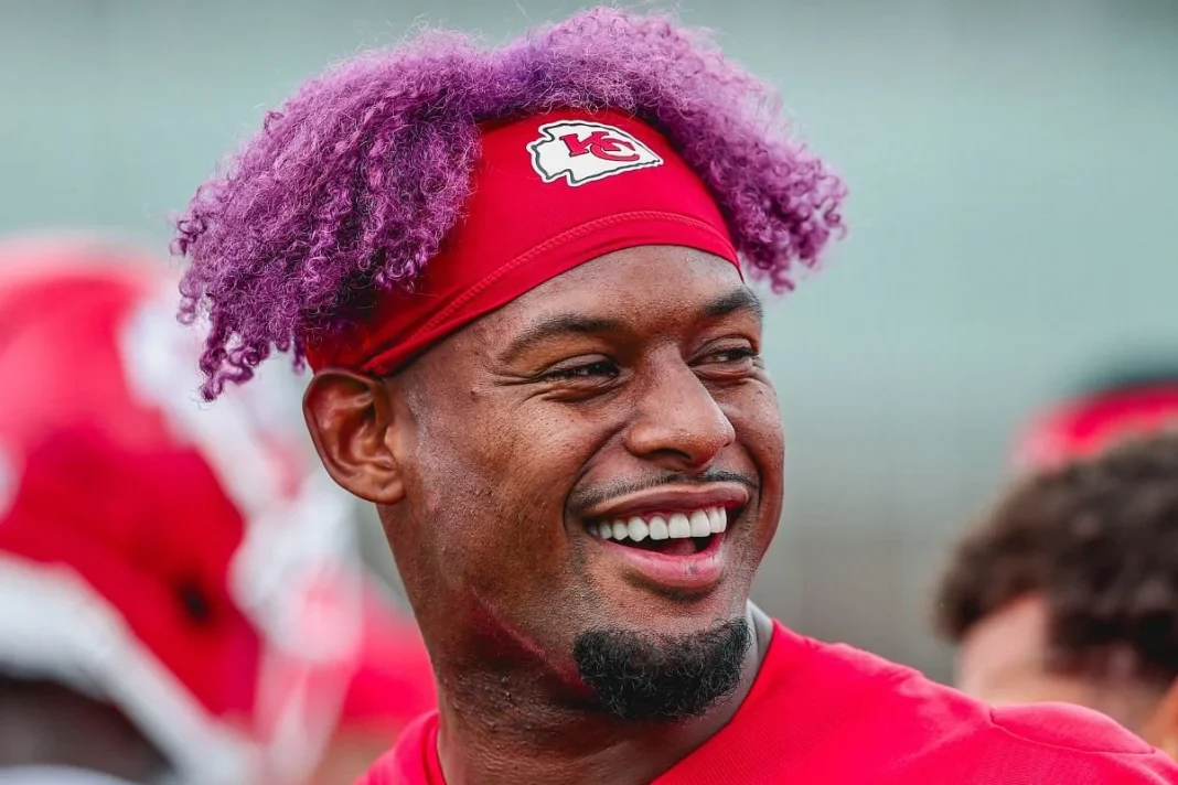 JuJu Smith-Schuster purple hair Chiefs OTAs