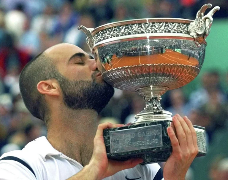 Andre Agassi French Open trophy presentation