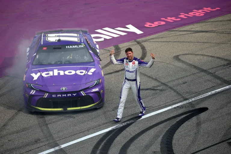 Bubba Wallace emotional reaction to Daniel Suarez victory