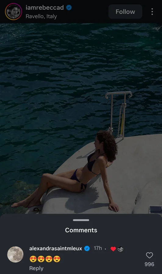 Carlos Sainz girlfriend Rebecca Donaldson swimsuit post reaction