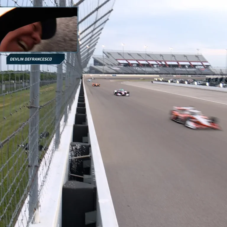 Devlin DeFrancesco collided with IndyCar cameraman