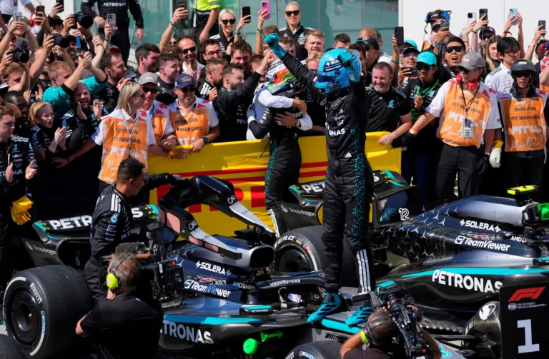 George Russell battles Max Verstappen Austrian Grand Prix