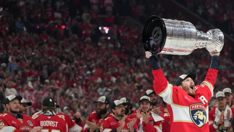 Matthew Tkachuk celebrates Stanley Cup victory exuberantly