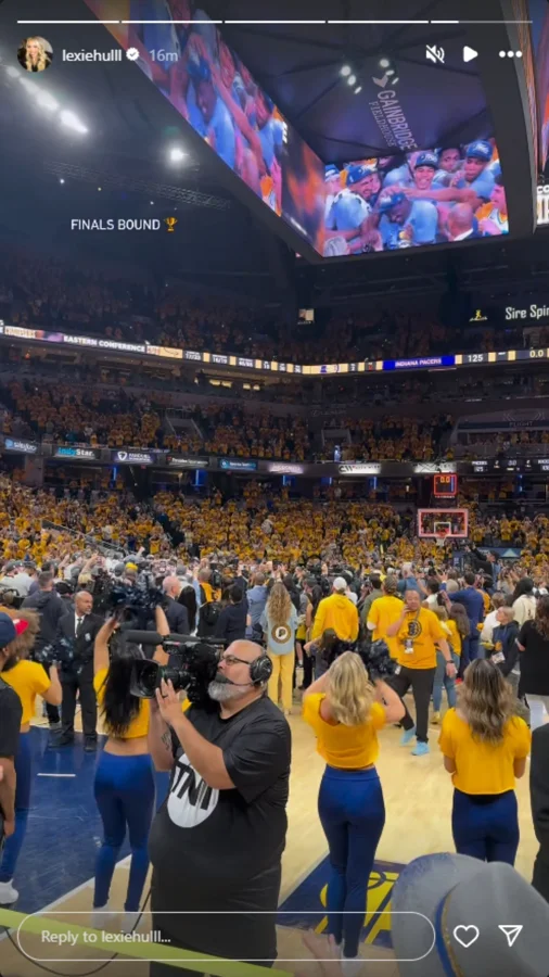 Tyrese Haliburton and Caitlin Clark celebration NBA Finals