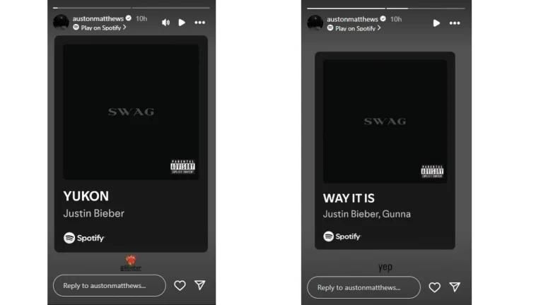 Auston Matthews supports Justin Bieber