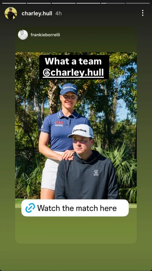 Charley Hull smoking with Frankie Borrelli