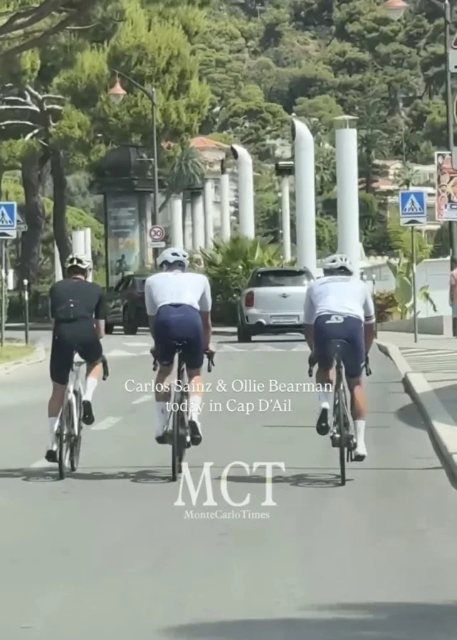 Carlos Sainz cycling selfie with Rebecca