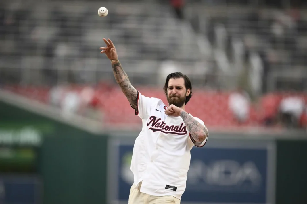 Logan Thompson ceremonial first pitch